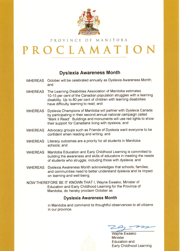 Proclamation - Dyslexia Awareness Month 2022 Image